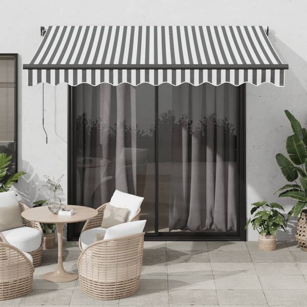 vidaXL Manual Retractable Awning Anthracite&White 118.1x98.4"