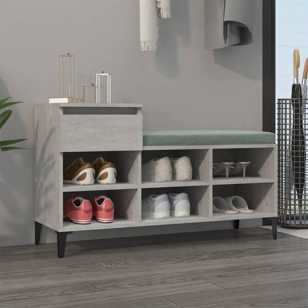 vidaXL Shoe Cabinet Concrete Grey Engineered Wood, Metal