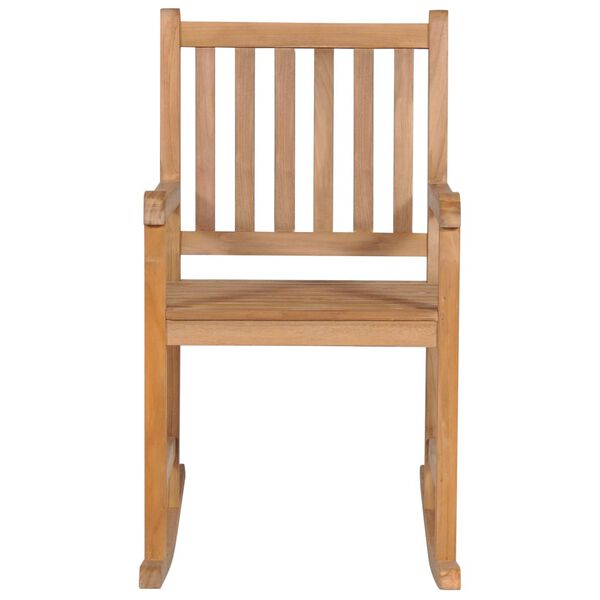 vidaXL Rocking Chair Natural Teak, Green Cushion