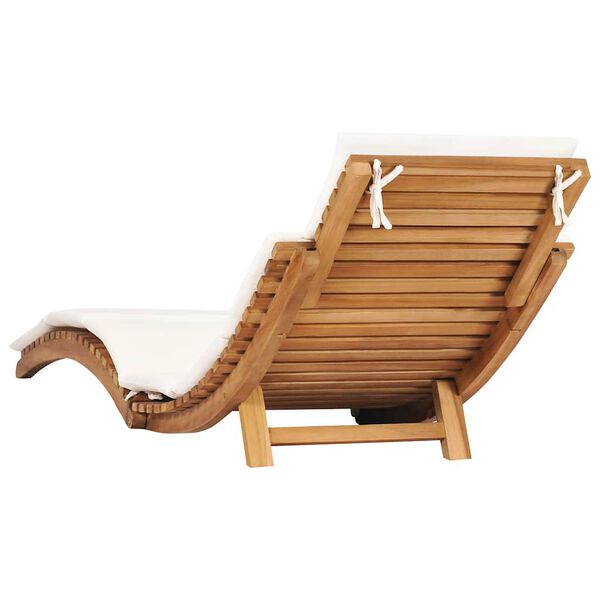 vidaXL Sunlounger Cream White Fine sanded teak hardwood Standard