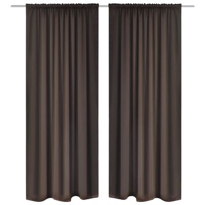 2 pcs Brown Slot-Headed Blackout Curtains 53" x 96"