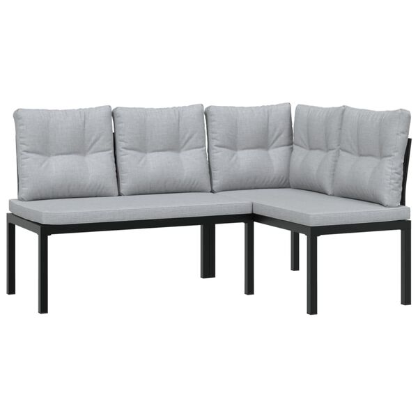 vidaXL Bench Set Black Powder-coated steel, 100% polyester fabric Medium