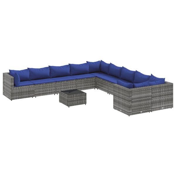 vidaXL Patio Sofa Set Set of 10 Grey