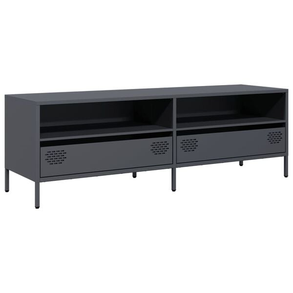 vidaXL TV Cabinet Anthracite Cold-rolled Steel Medium Adjustable Feet