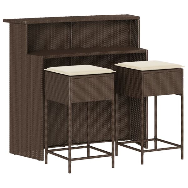 vidaXL Garden Bar Set Brown, Cream White