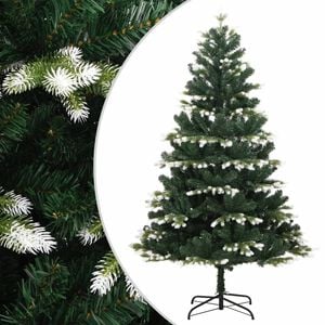 vidaXL Artificial Hinged Christmas Tree Green and white PVC 4 ft