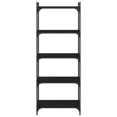 vidaXL Bookcase 5-Tier Black 23.6"x11.8"x60.6" Engineered Wood