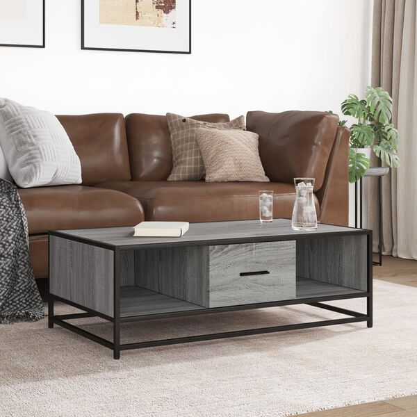 vidaXL Coffee Table Grey Sonoma Engineered Wood, Metal