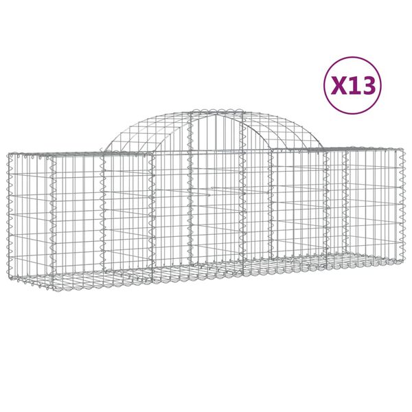 vidaXL Gabion Basket Set of 13 Silver Galvanized iron