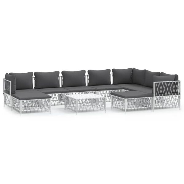 vidaXL Garden Lounge Set White, Dark Grey
