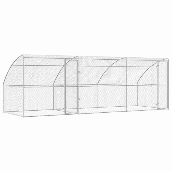 vidaXL Dog Kennel 3 pcs Silver 19.69 x 6.56 x 6.56 ft Galvanised steel