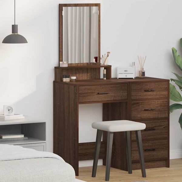 vidaXL Dressing Table with Drawer Brown Oak 19.69 x 16.14 x 55.12 in
