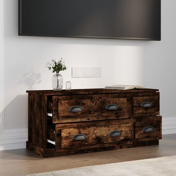 vidaXL TV Cabinet Smoked Oak Engineered Wood 39.4 in x 14.0 in x 17.7 in