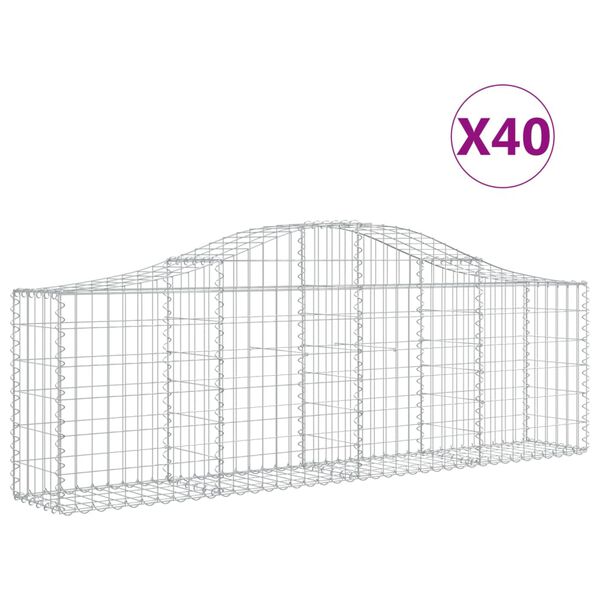 vidaXL Arched Gabion Baskets 40 pcs 78.7"x11.8"x23.6"/31.5" Galvanized Iron