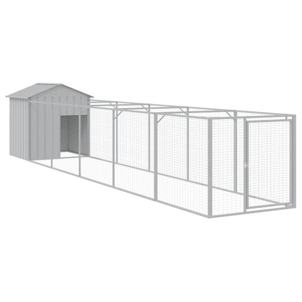 vidaXL Dog House Light Grey Galvanized Steel 46.1 x 240.2 x 48.4 in
