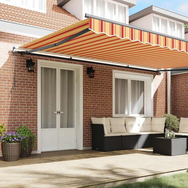 vidaXL Retractable Awning Manual Yellow and Orange 196.85 x 137.80 in