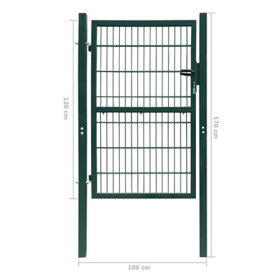 vidaXL 2D Fence Gate (Single) Green 41.7"x66.9"