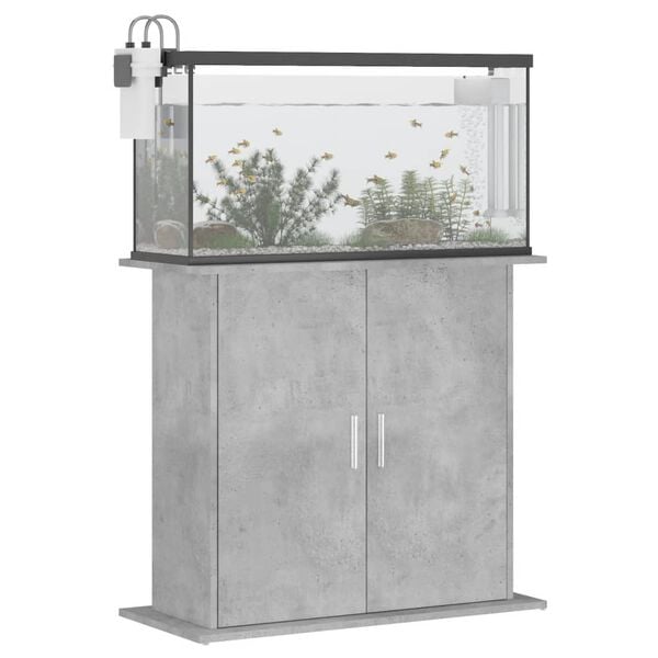 vidaXL Aquarium Stand Concrete grey Engineered wood 32 x 14.2 x 28.7 in