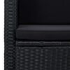 vidaXL Sofa Black PE Rattan, Powder-Coated Steel, Polyester 2-Seater