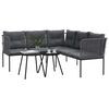 vidaXL Sofa Set Black, Anthracite Powder-coated steel, PE rattan, Textilene