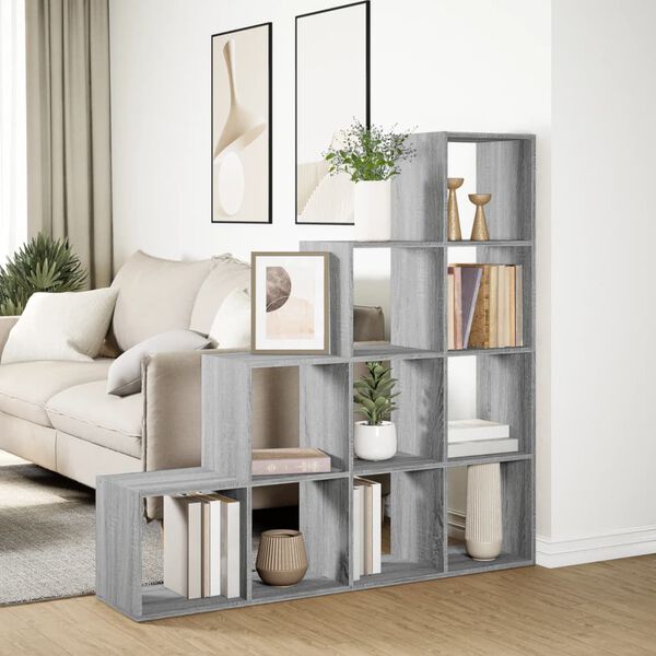 vidaXL Room Divider Bookcase Grey sonoma Engineered wood