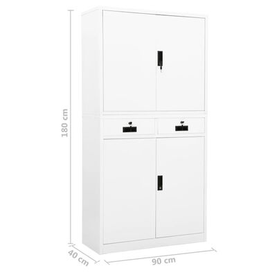 vidaXL Office Cabinet White 35.4"x15.7"x70.9" Steel