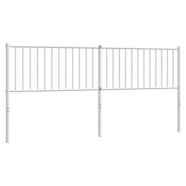 vidaXL Headboard White Powder-Coated Steel Double Bed