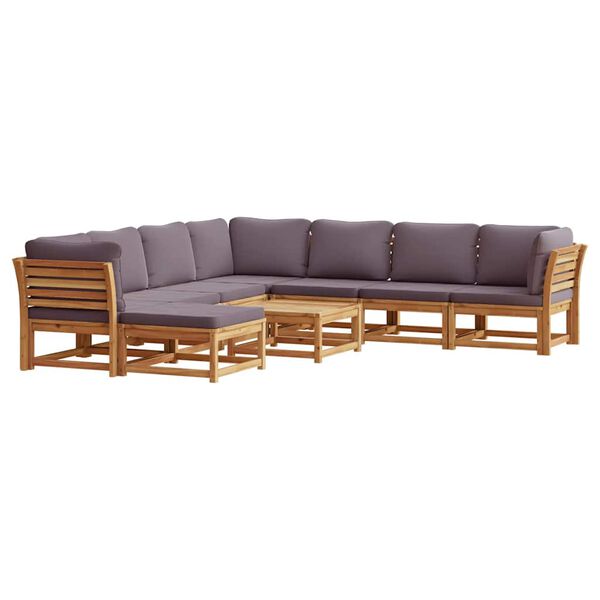 vidaXL 9 Piece Patio Lounge Set with Cushions Solid Wood Acacia