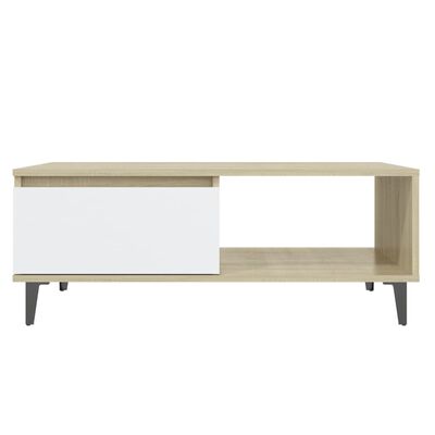 vidaXL Coffee Table White and Sonoma Oak 35.4"x23.6"x13.8" Engineered Wood