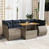 vidaXL 7 Piece Patio Sofa Set with Cushions Gray Poly Rattan
