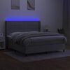 vidaXL Box Spring Bed with Mattress&LED Light Gray 72"x83.9" California King Fabric