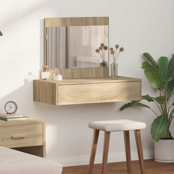 vidaXL Dressing Table Brown 32.68 x 15.75 x 27.56 in Engineered Wood