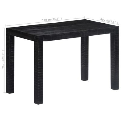 vidaXL Dining Table Black 46.5"x23.6"x29.9" Solid Mango Wood