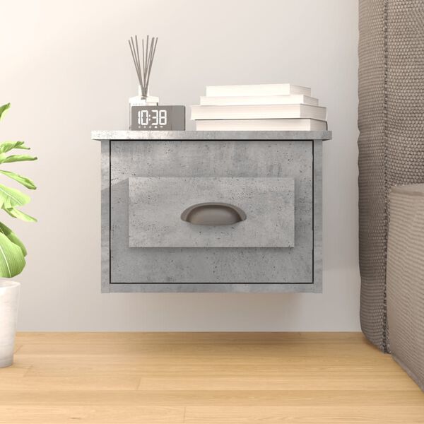 vidaXL Wall-mounted Bedside Cabinet Concrete Grey Engineered wood