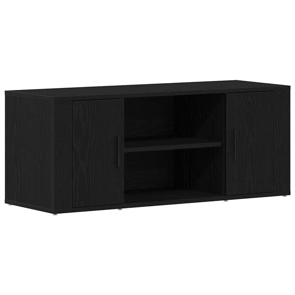 vidaXL TV Cabinet Black oak 39.37 x 13.78 x 15.75 in Engineered wood