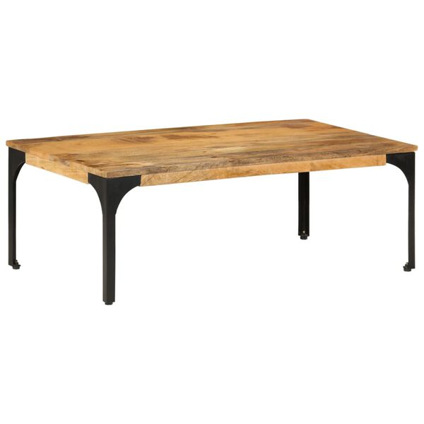 vidaXL Coffee Table Natural Wood and Black Solid mango wood Medium