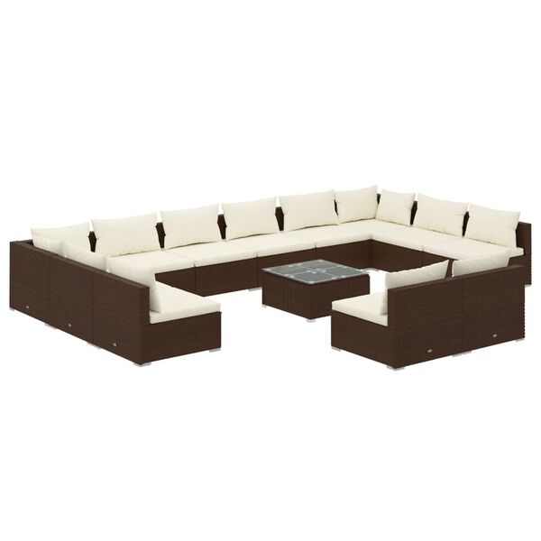 vidaXL Garden Lounge Set Brown PE rattan Large Modular