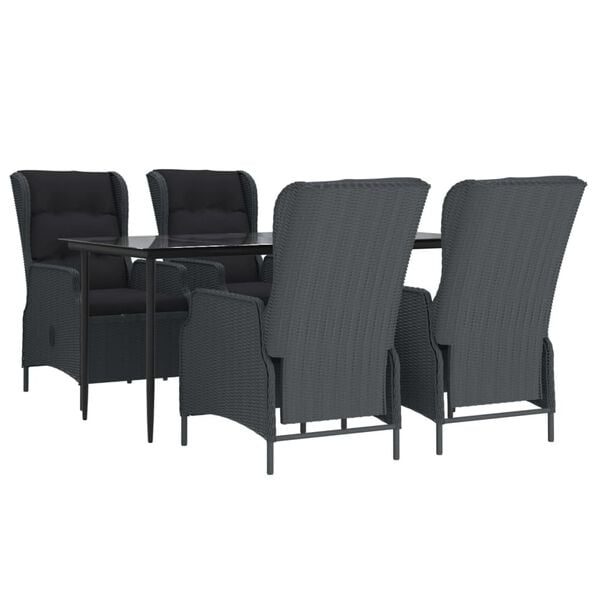 vidaXL Garden Dining Set Dark Grey, Black