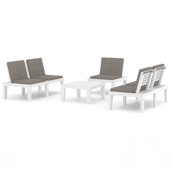 vidaXL Garden Lounge Set White Plastic Medium Seats Many