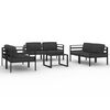 vidaXL Garden Lounge Set Anthracite Aluminum, 100% polyester Compact