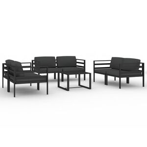 vidaXL Garden Lounge Set Anthracite Aluminum, 100% polyester Compact