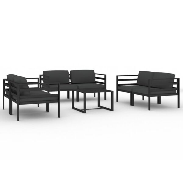 vidaXL Garden Lounge Set Anthracite Aluminum, 100% polyester Compact