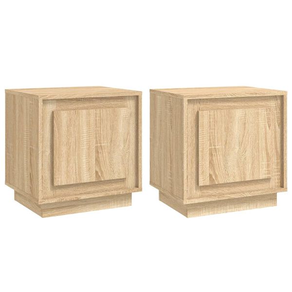 vidaXL Bedside Cabinet Set of 2 Sonoma Oak Engineered wood Compact