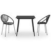 vidaXL 3 Piece Patio Dining Set PVC Rattan Black