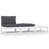 vidaXL Wooden Lounge Set White Solid pinewood, fabric (100% polyester)