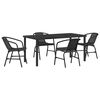 vidaXL Garden Dining Set 5 pcs Black Poly rattan