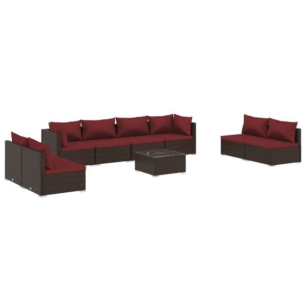 vidaXL Garden Lounge Set Brown and Cinnamon Red PE rattan Large Modular