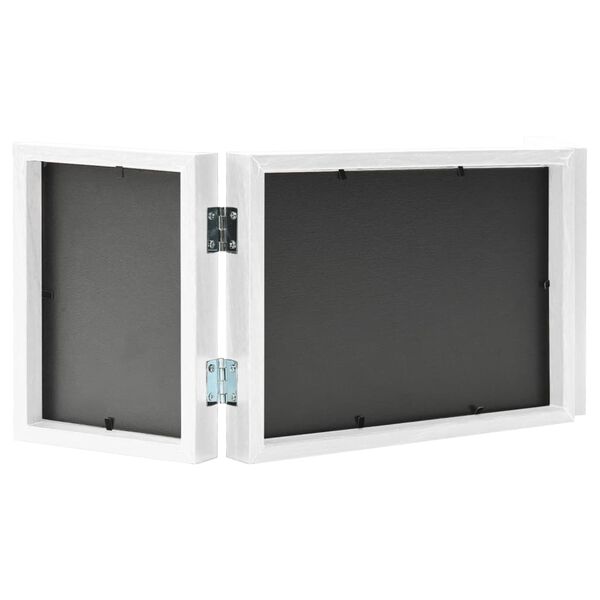 vidaXL Trifold Photo Frame White MDF and PS (polystyrene) Medium