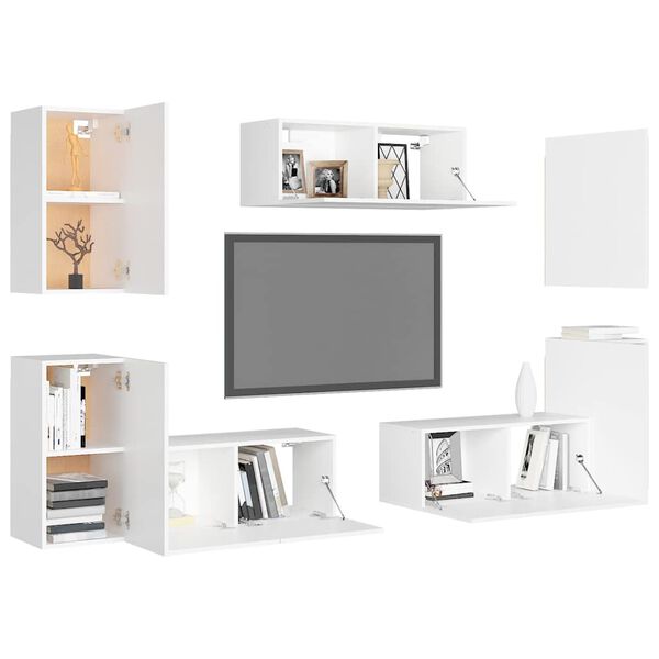 vidaXL TV Cabinet White Engineered Wood Medium TV Cabinet Rectangular