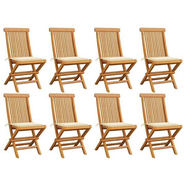 vidaXL Garden Chair Set of 8 Teak Solid Teak Wood Medium Foldable